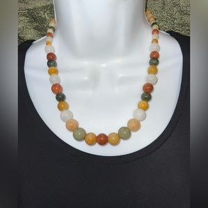Stunning Agate earth tone large beaded necklace